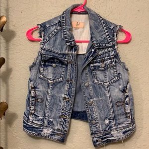 Lost girl denim destroyed vest
